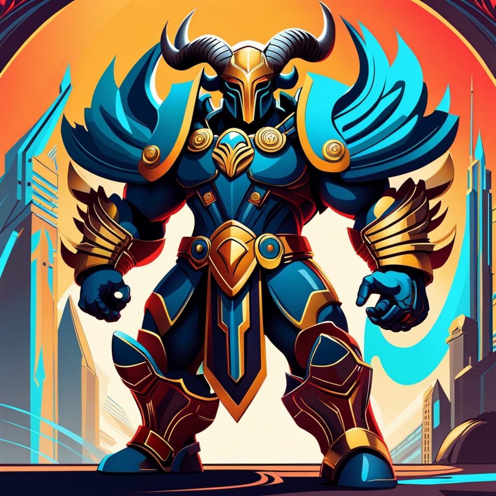 Achilles & Hades in Solarpunk Comic Style