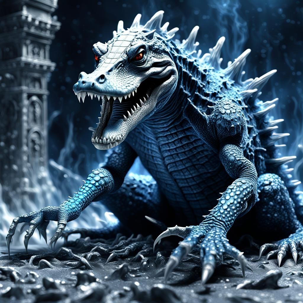 Hooded Alligator Demon Disintegrating into Smoke