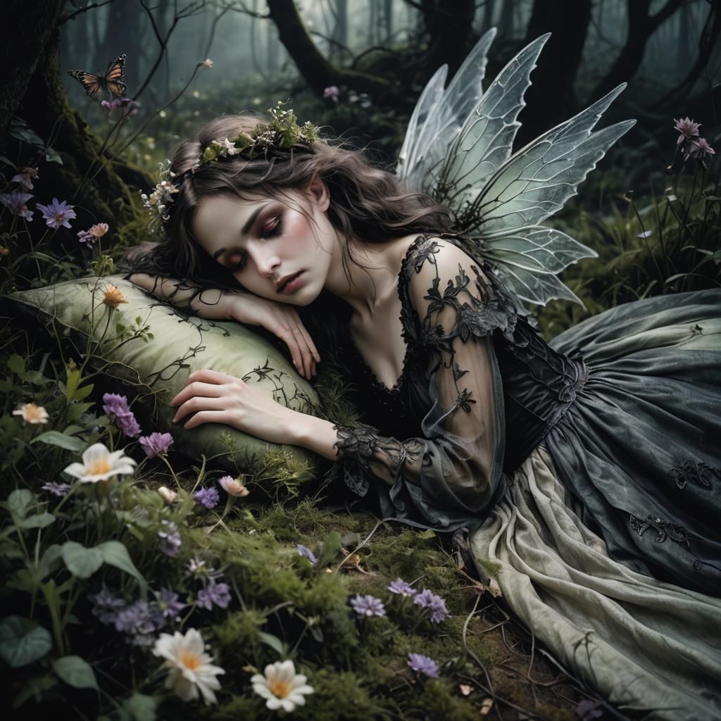 Gothic Fairy Art in Moonlit Forest