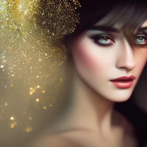 Futuristic Noir Portrait of a Woman with White Eyes