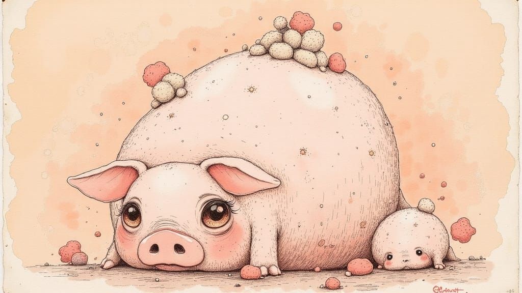 Giant Plush Piggy Toy in Whimsical Style