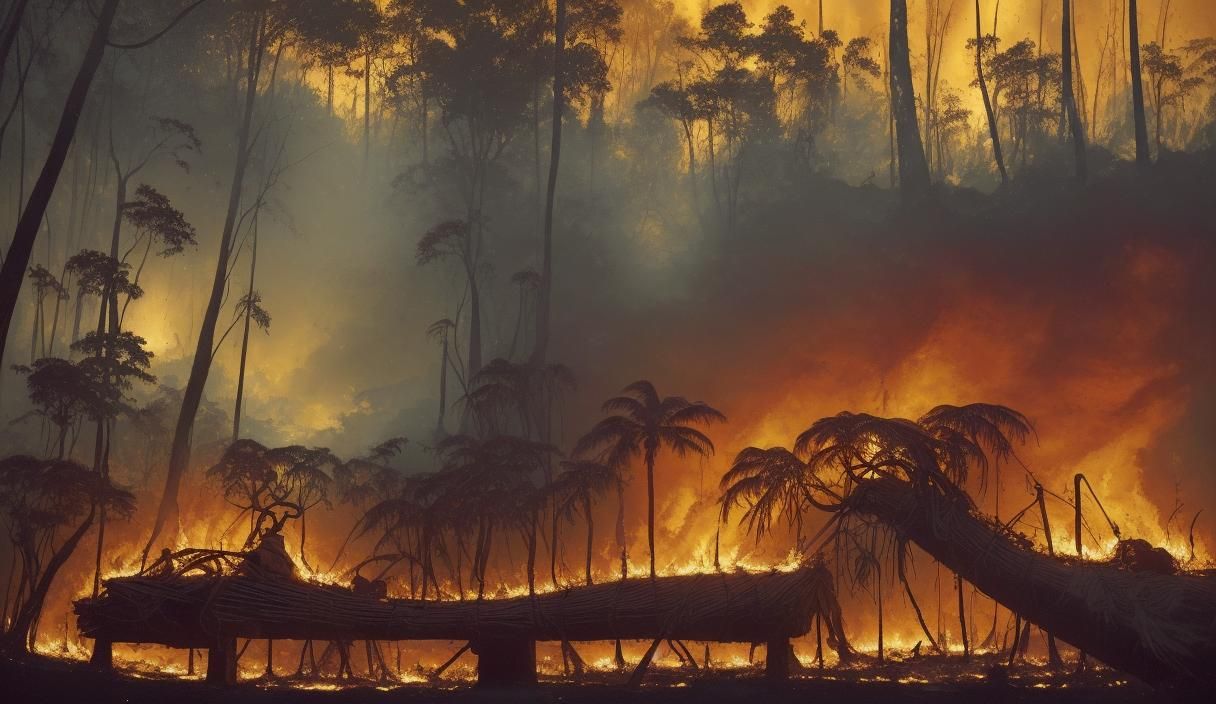 Tropical Postcards Ablaze: Photorealistic Vintage Style