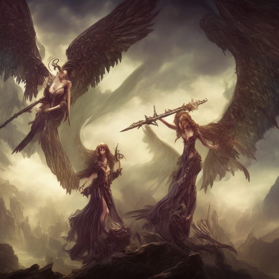 Fantasy Couple with Wings: Digital Matte Painting