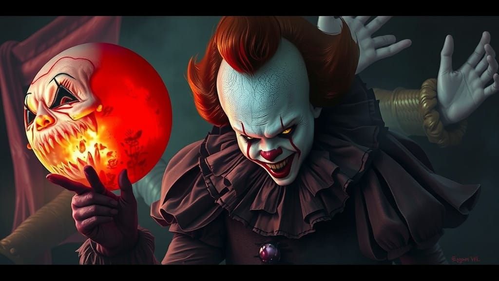 Pennywise in Dark Gothic Horror Style