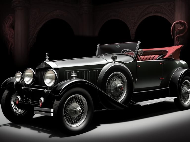1927 Bently Roadster with Tentacles in Horror Style