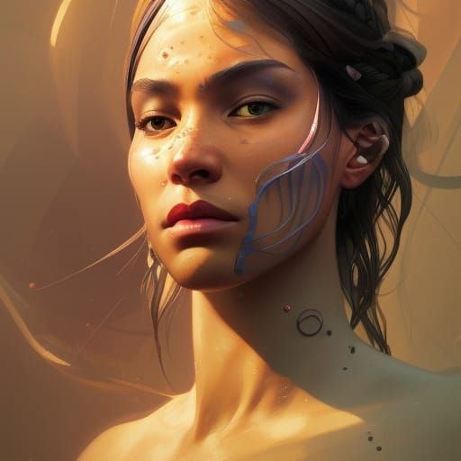 Amazon Woman Portrait in Hyperdetailed Art Style