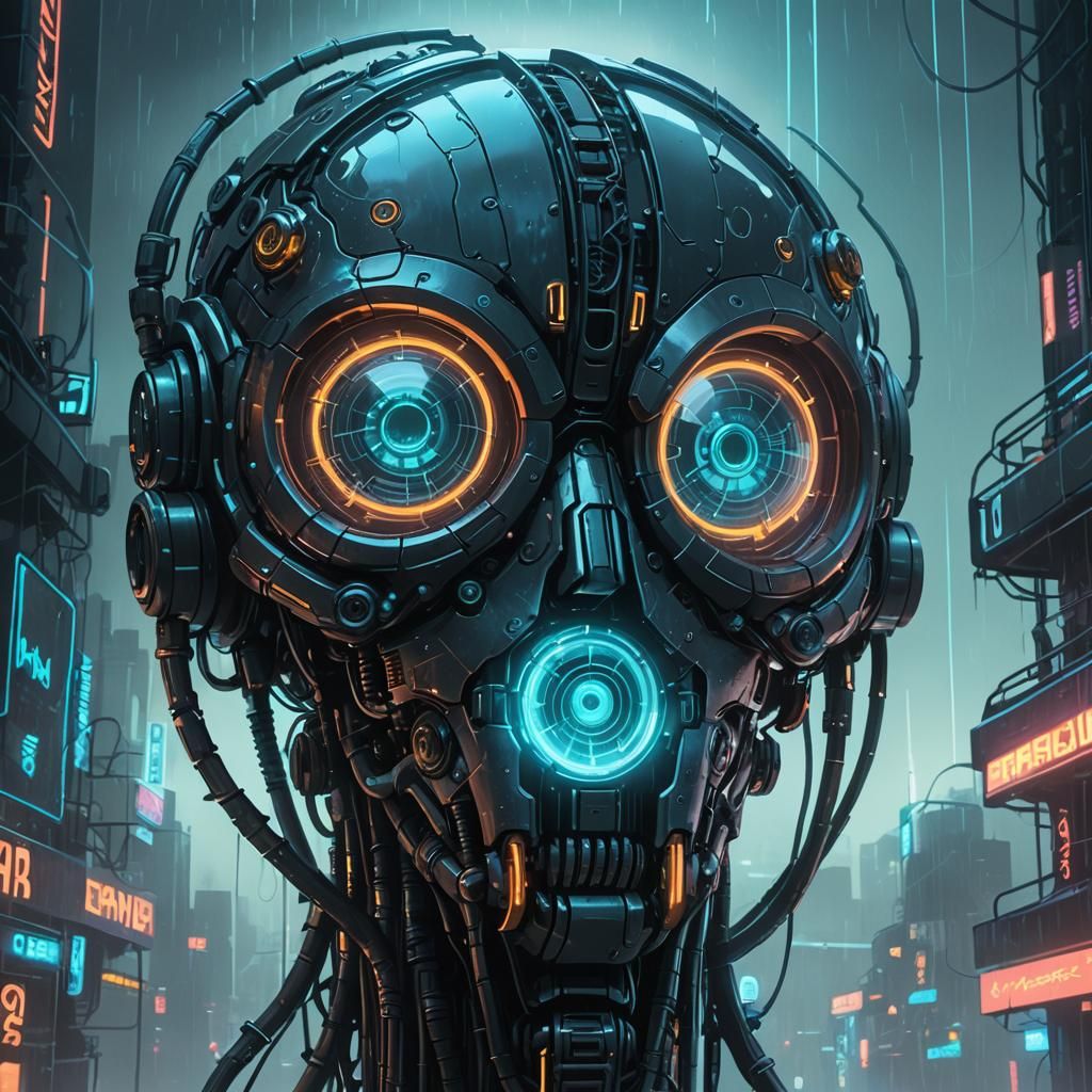 Bioluminescent Eye in Glass, Cyberpunk Concept Art