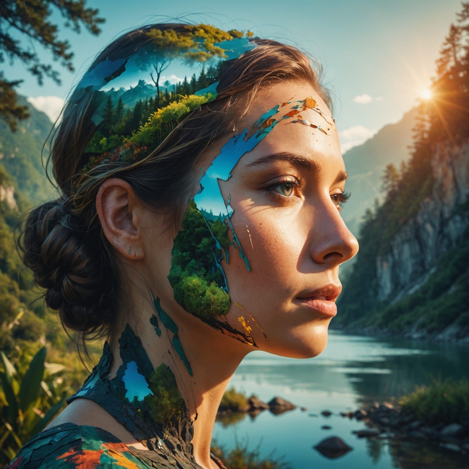 Double Exposure: Woman and Nature in Harmony