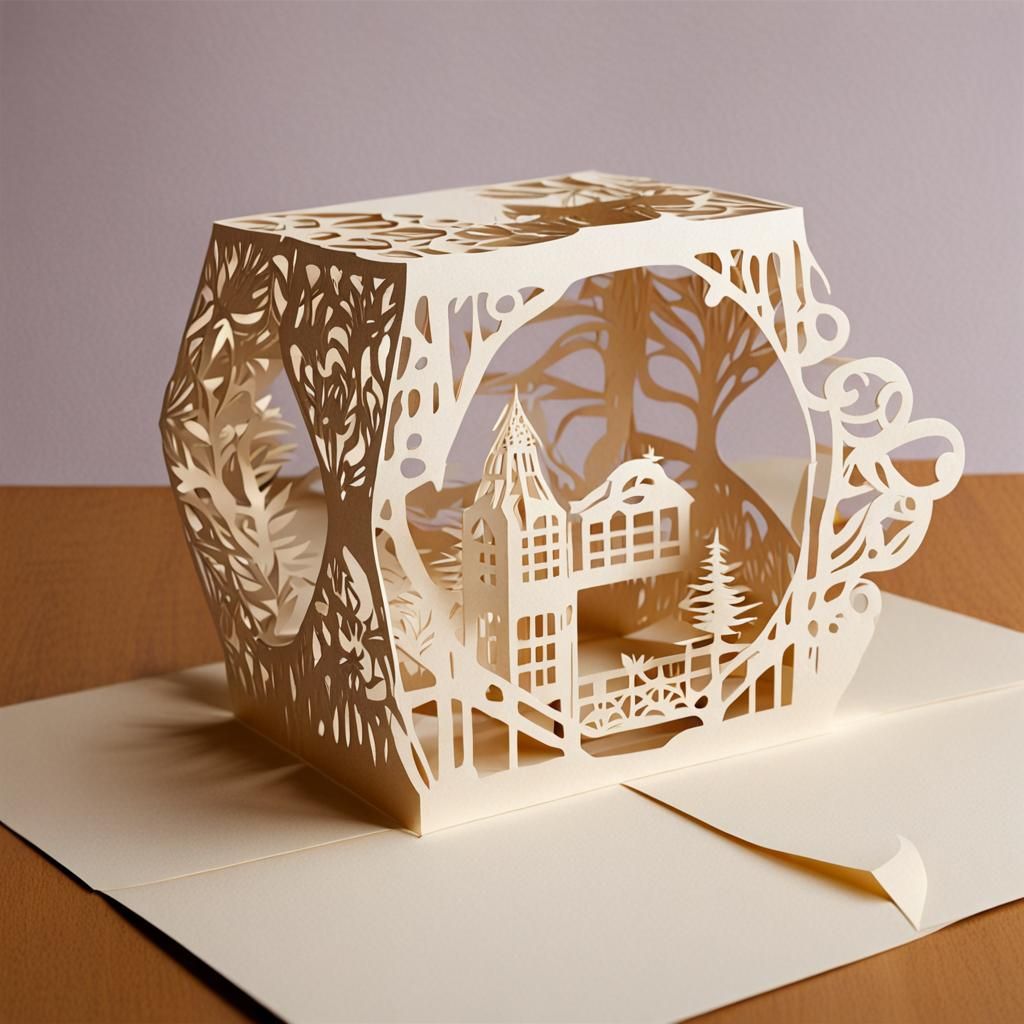 Detailed Kirigami Paper Art Sculpture