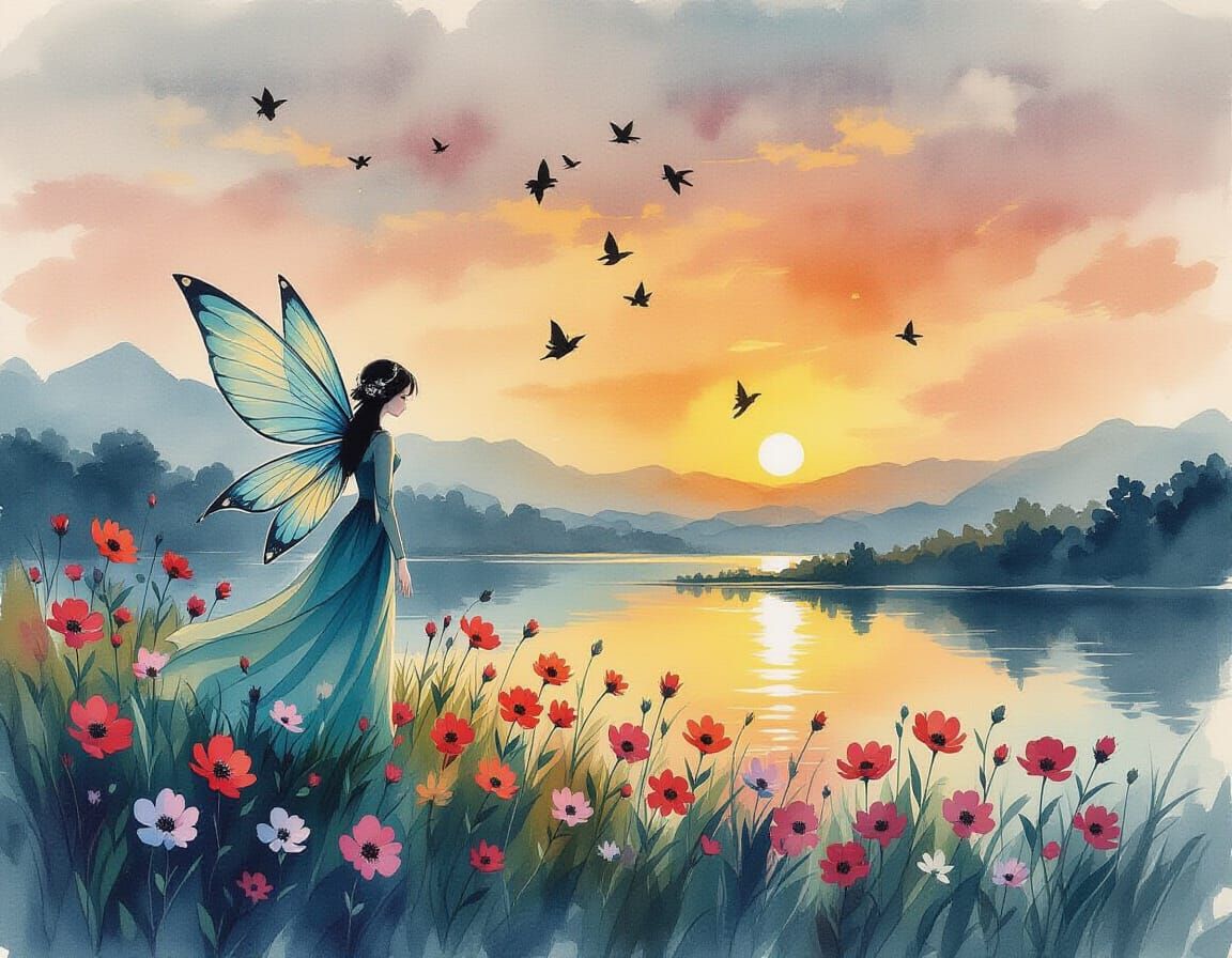 Steampunk Fairies in Chinese Ink Painting