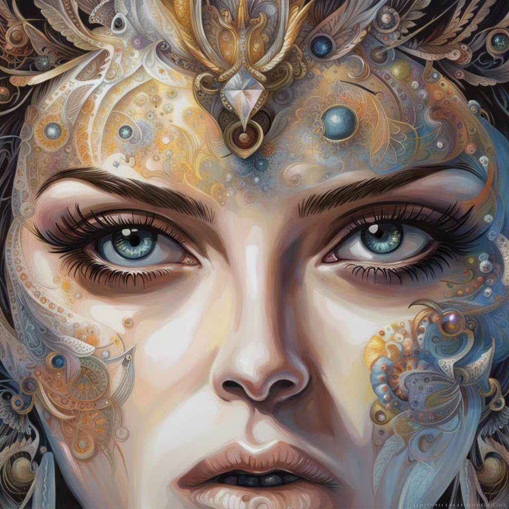 Mystical Reflection in a Woman's Eyes: Detailed Illustration