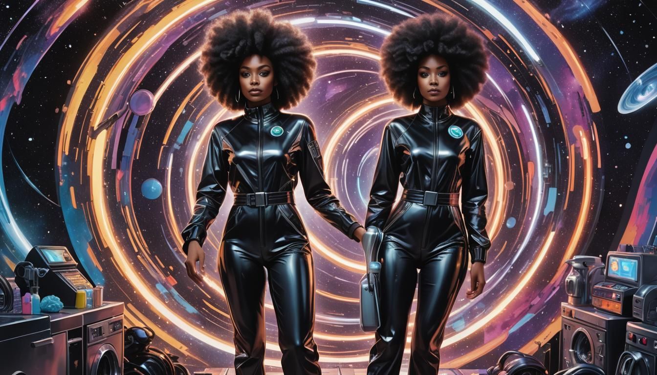 Fashion Girl Cleans Up a Black Hole in Comic Art Style