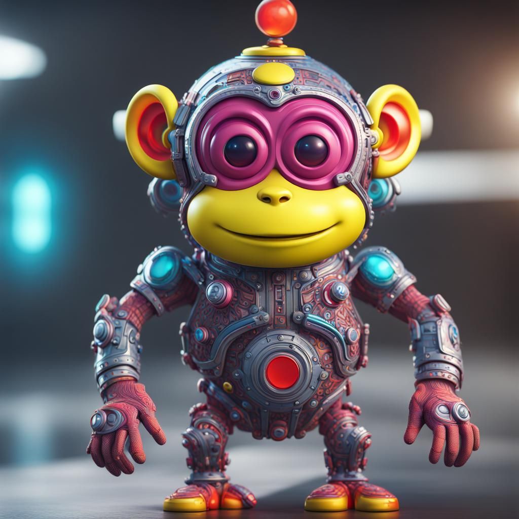 Cyborg Monkey-Donkey Teletubbies in Sci-Fi Concept Art