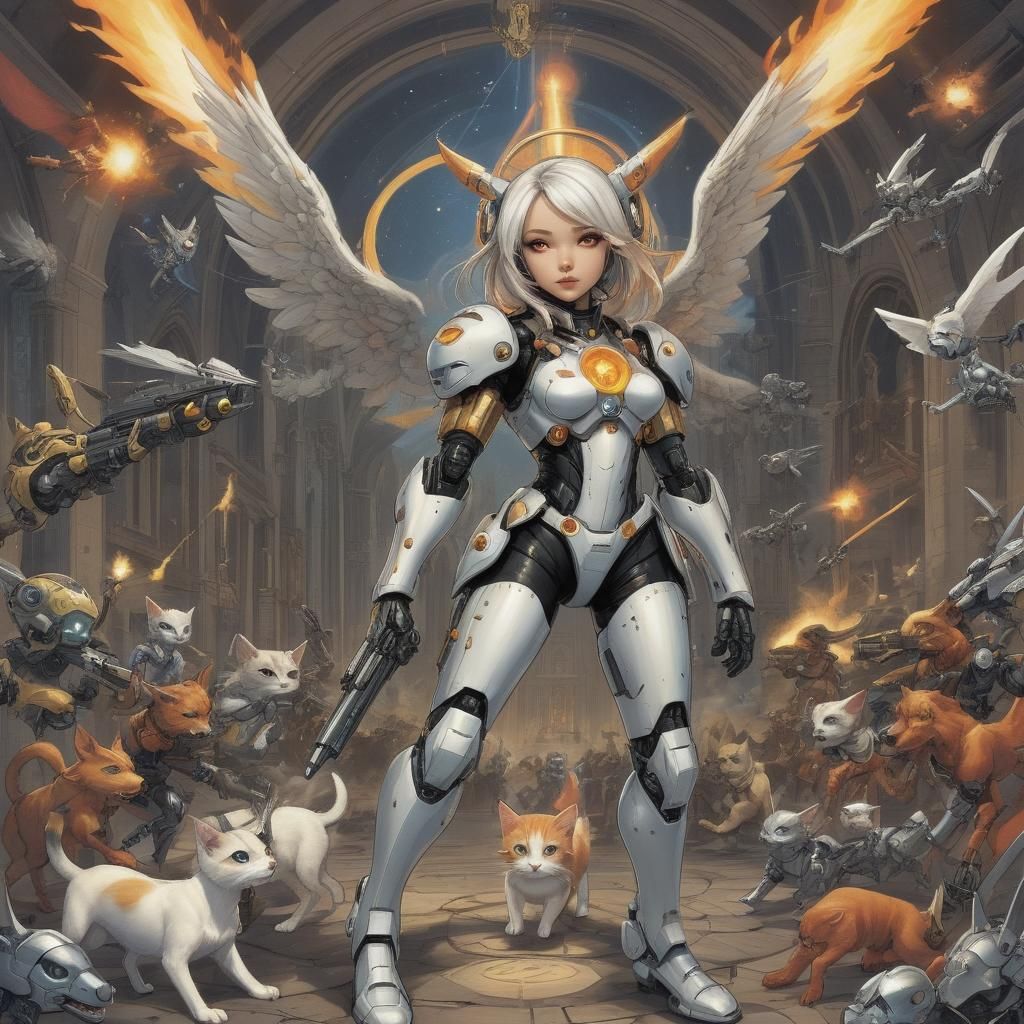 Robot Dog vs Cybernetic Kittens: Cyberpunk Angels