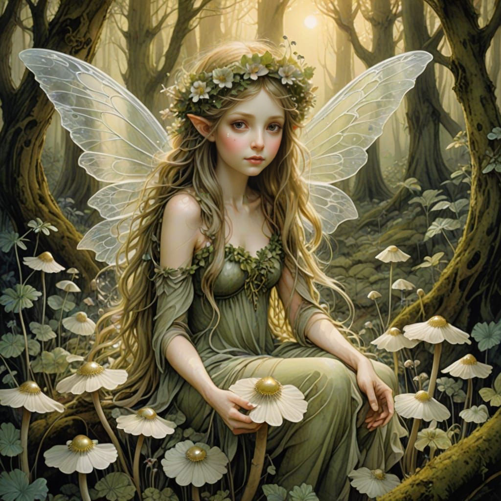 Enchanted Woodland Fairy with Anemone Flowers
