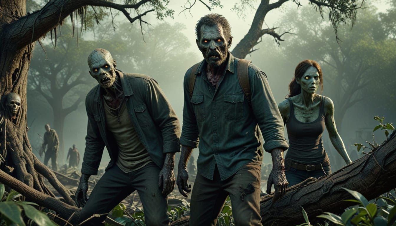 Post-Apocalyptic Bayou Landscape in Hyperrealistic Style