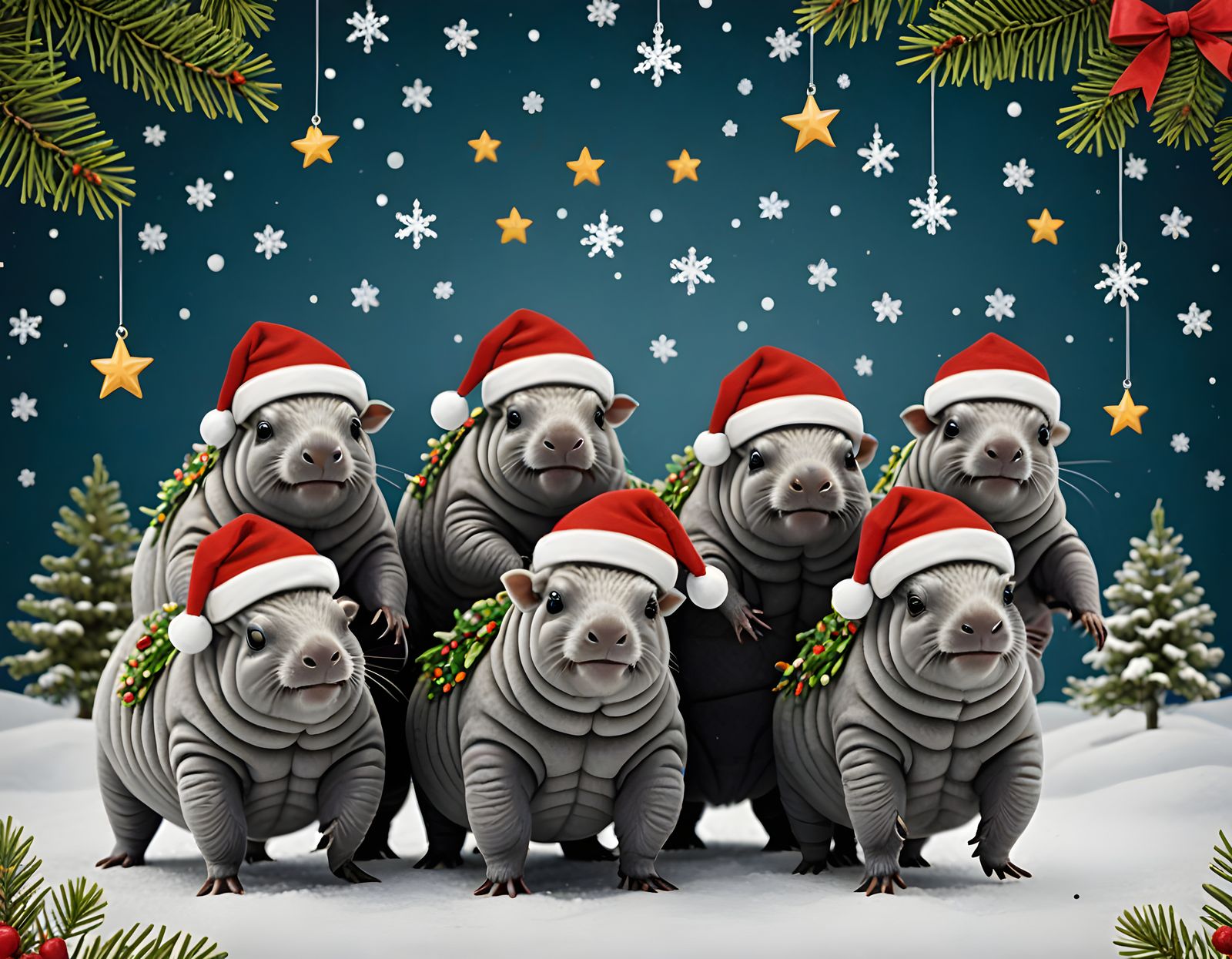 Tardigrade Christmas Wonderland with Mini Ant Reindeer