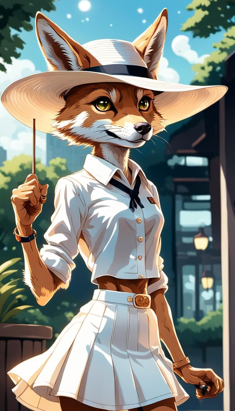 Anime Style Coyote Channels Audrey Hepburn