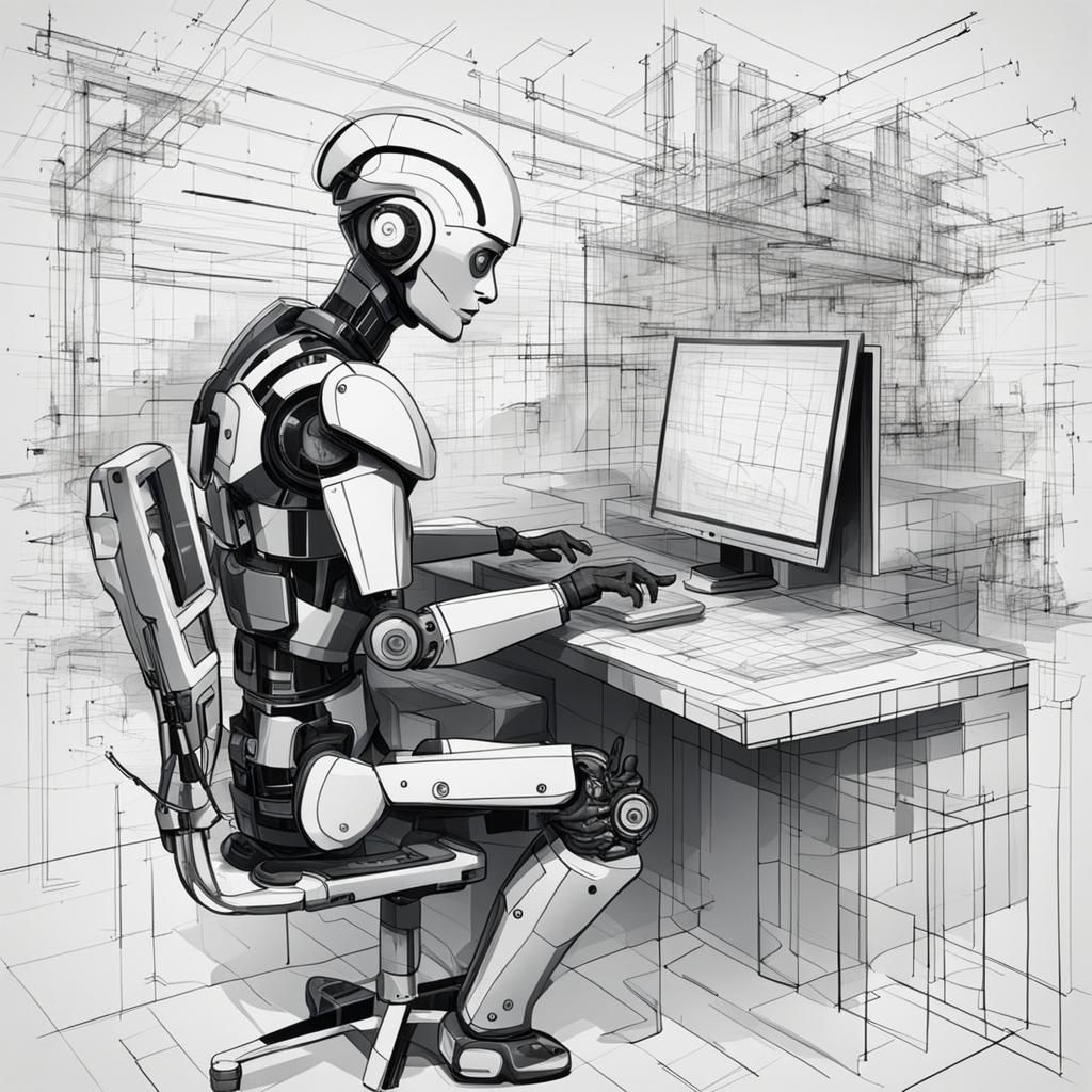 AI working on a computer.