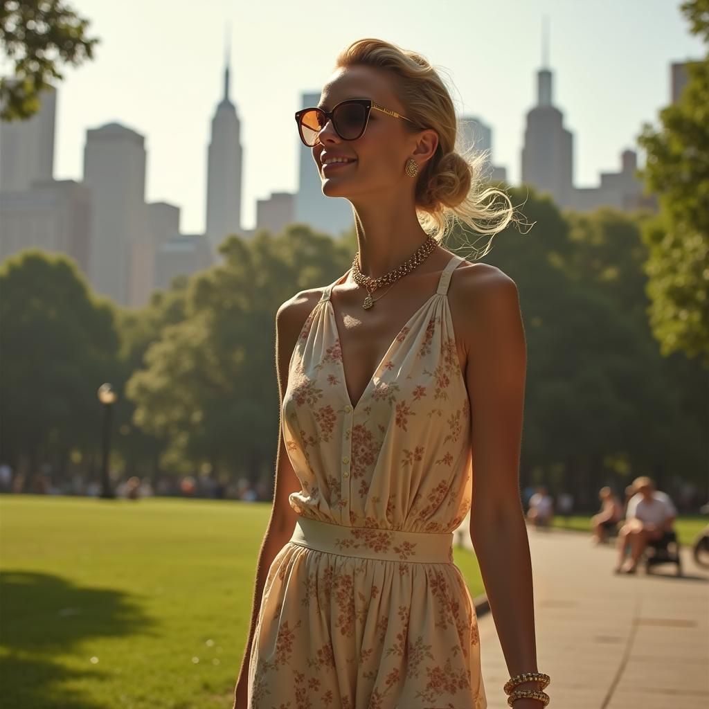 Stylish Woman in Central Park: Old Money Elegance