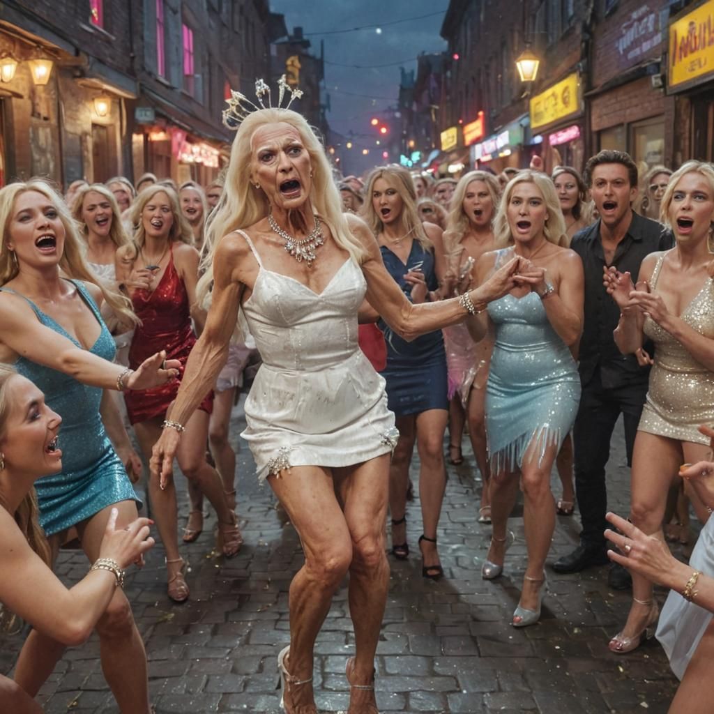 Hen Party: Surreal Digital Art of an Elderly Person