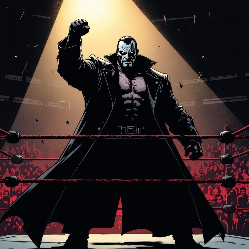 The Undertaker Grapples in Dramatic Comic Book Style