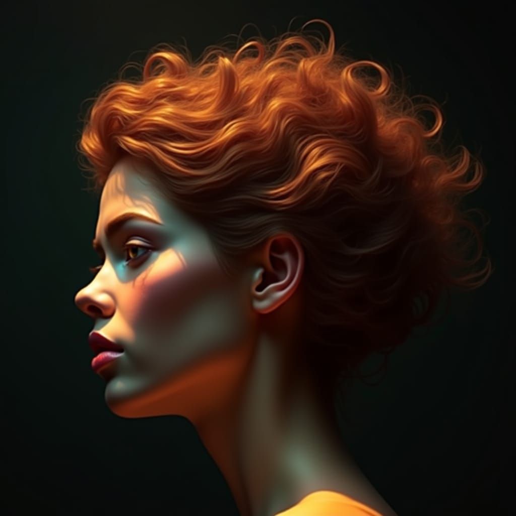 Gilded Botanic Landscape with Mountains and Lake