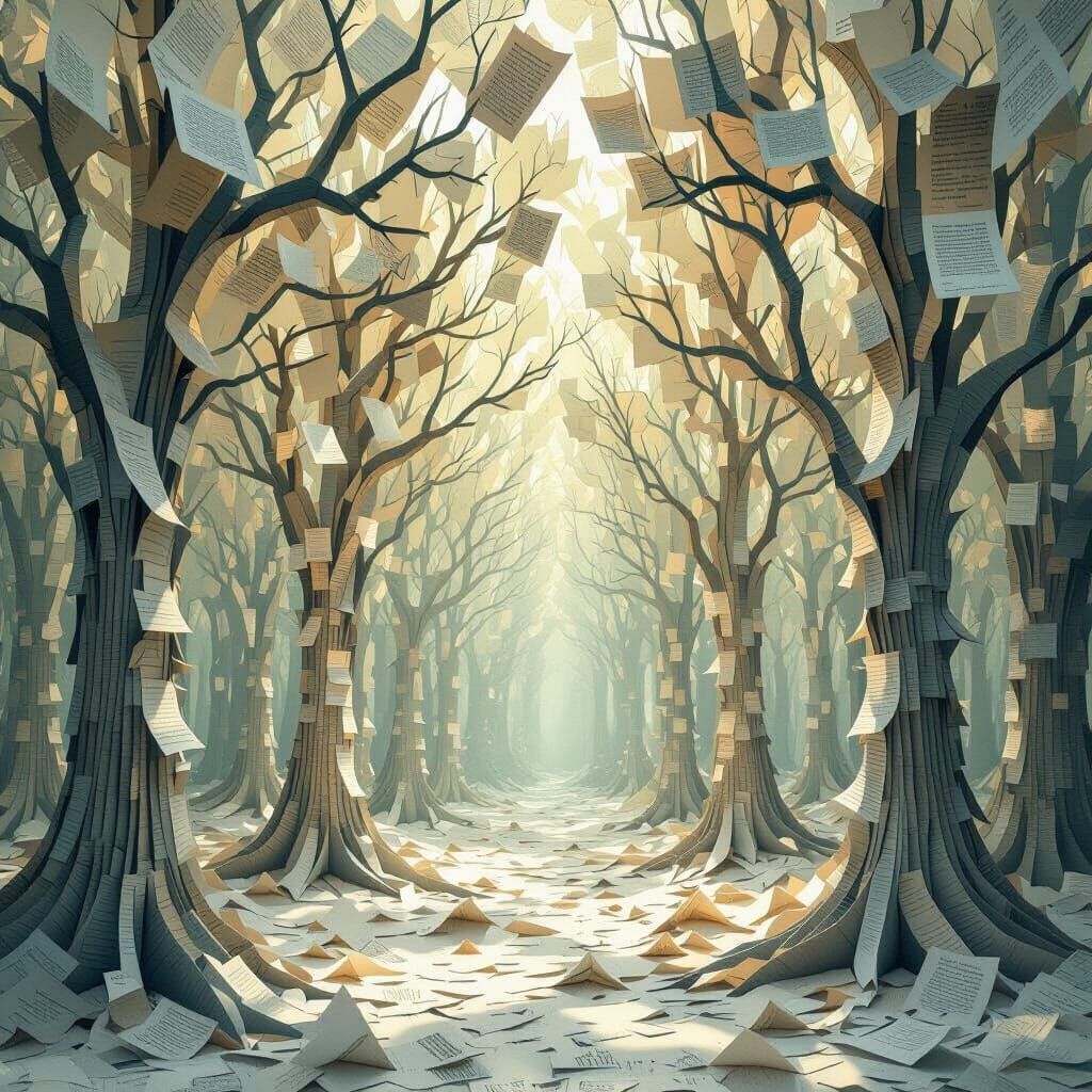 Paper Forest Landscape