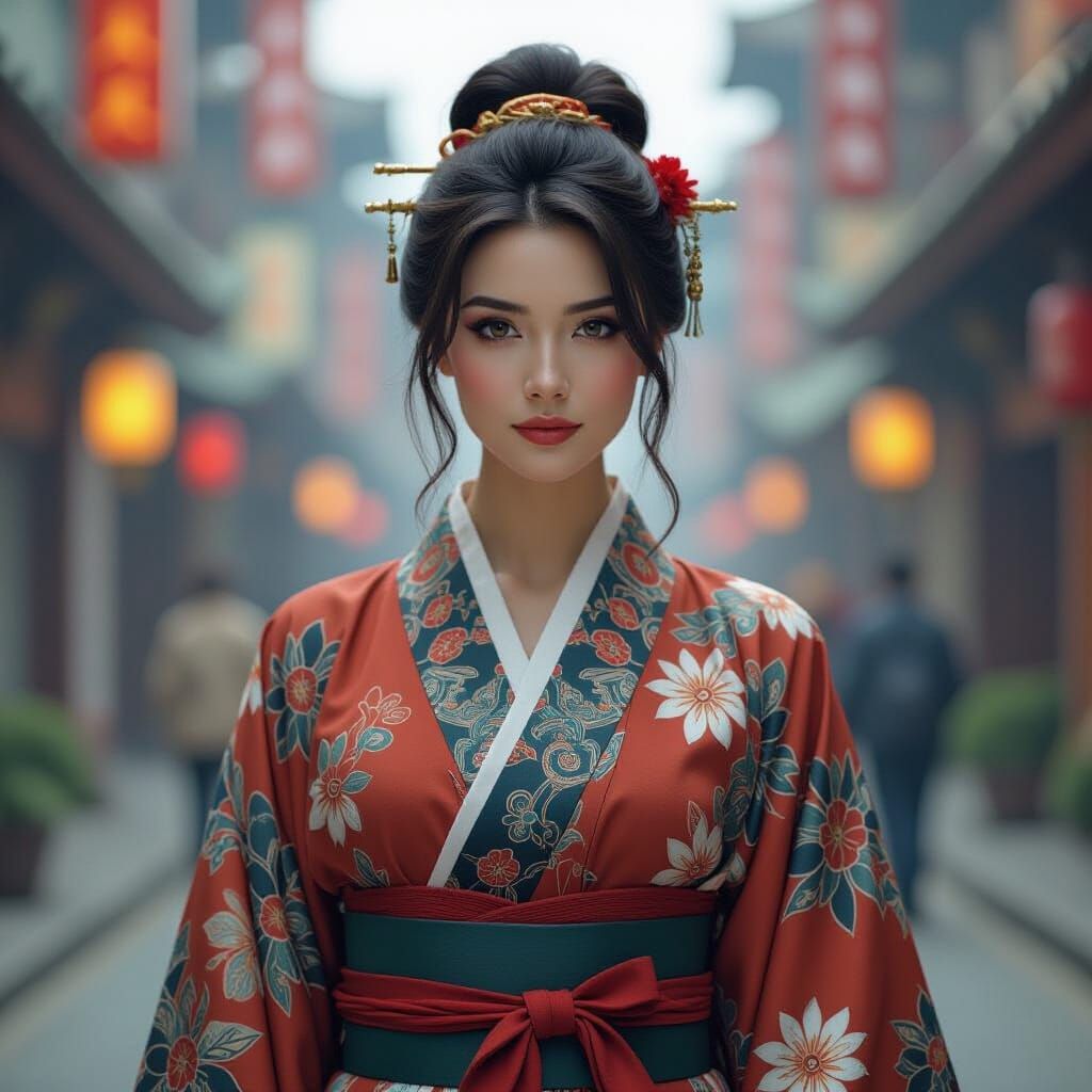 Dynamic Portrait with Bold Lines and Vibrant Colors