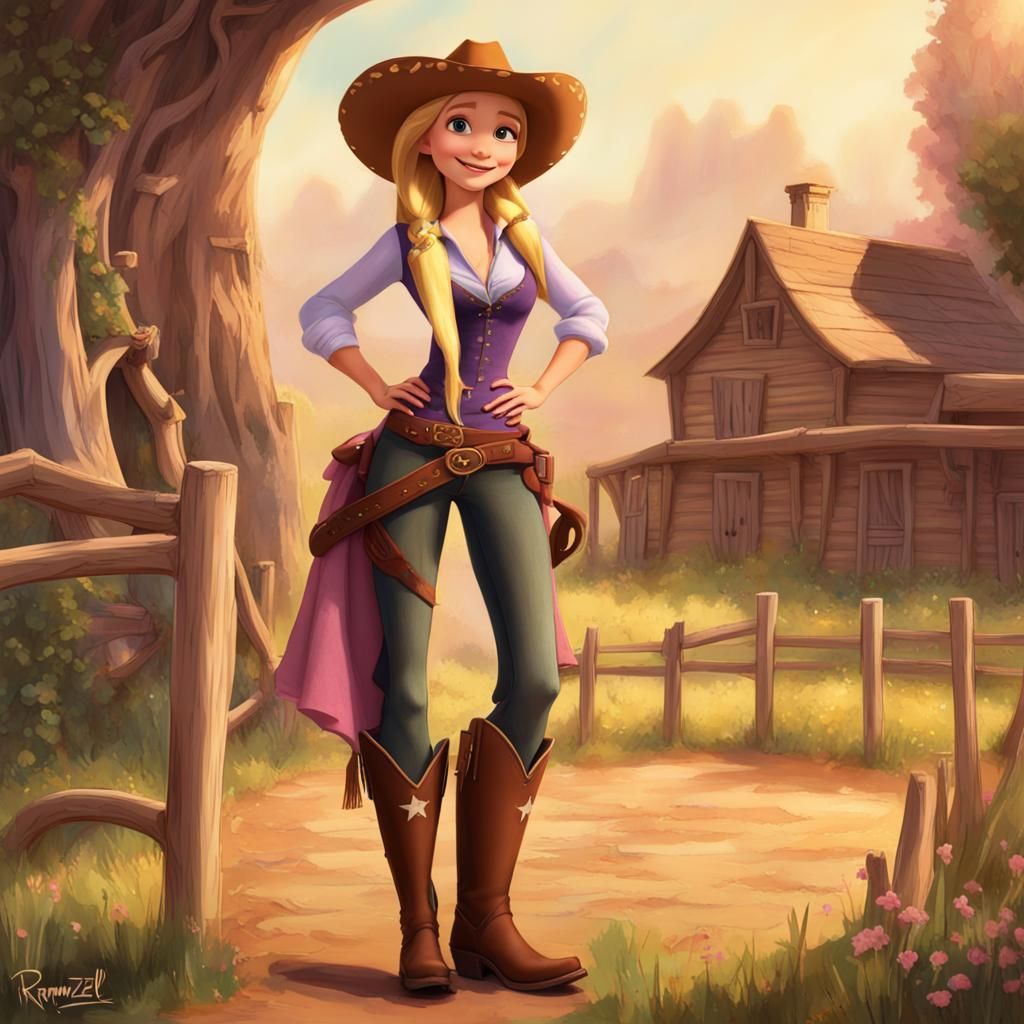 Rapunzel as Cowgirl: AI-Generated Image