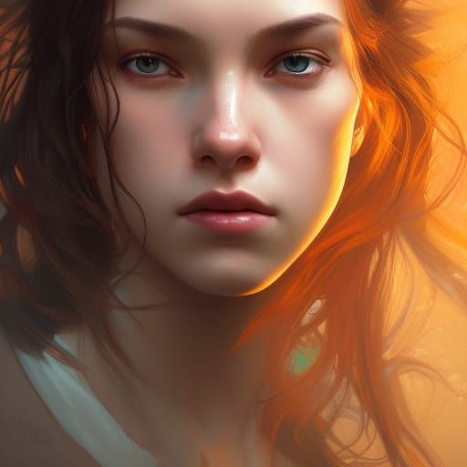 Scared Girl Portrait in Hyperdetailed Lighting