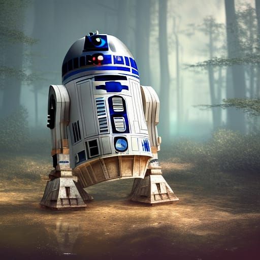 R2D2 in Swamp: Detailed Matte Painting