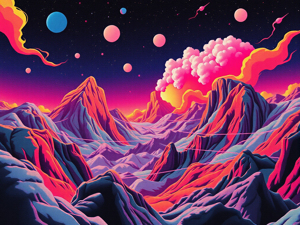 Ultraminimal Futuristic Needlepoint of Cotton Candy Dreamcor...