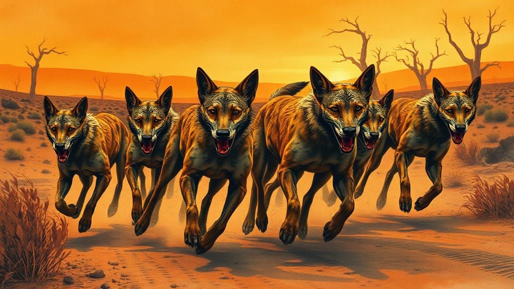 Dingo Pack Races Across Dystopian Australian Landscape