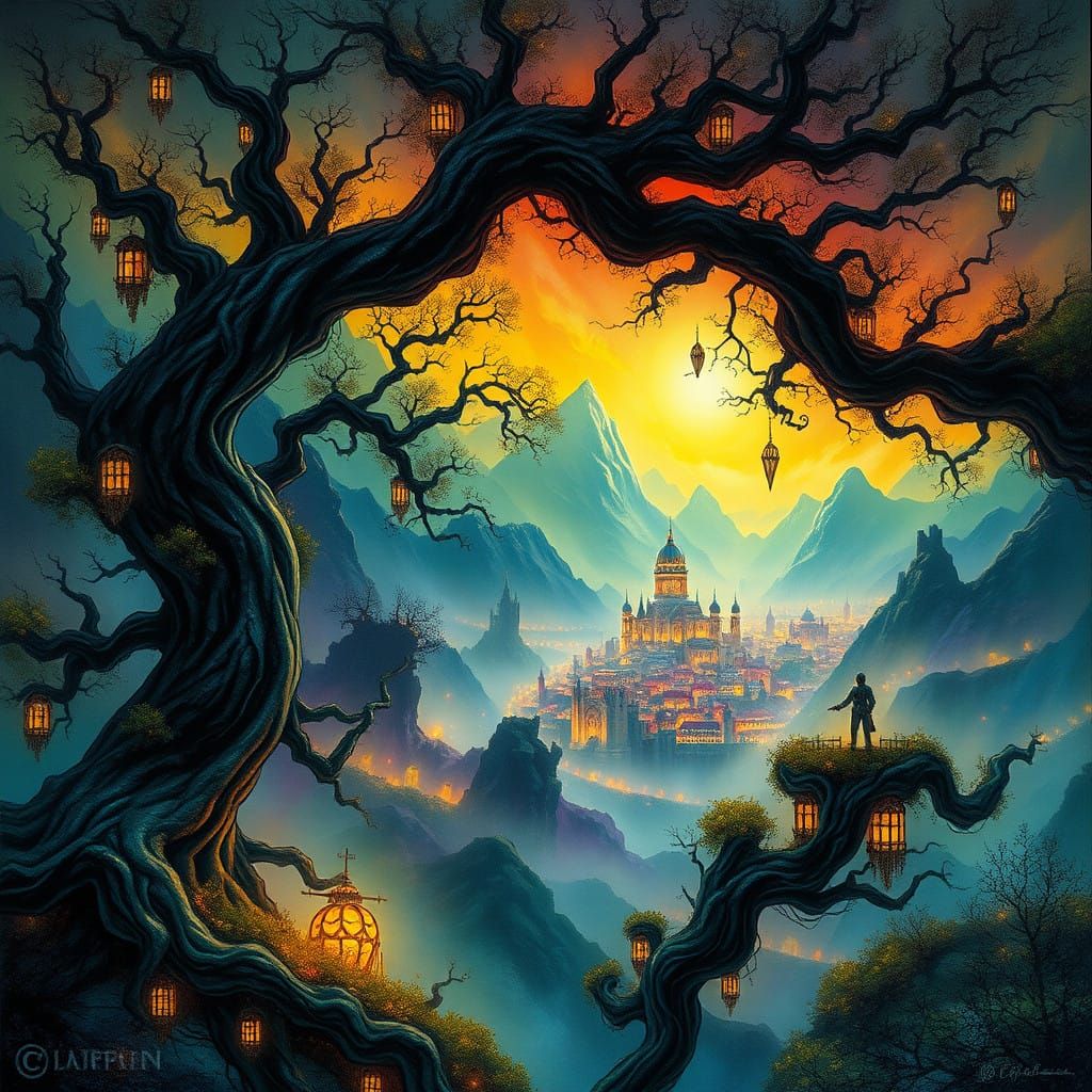 Ethereal Landscapes of Merging Nature and Ruined Human Civil...