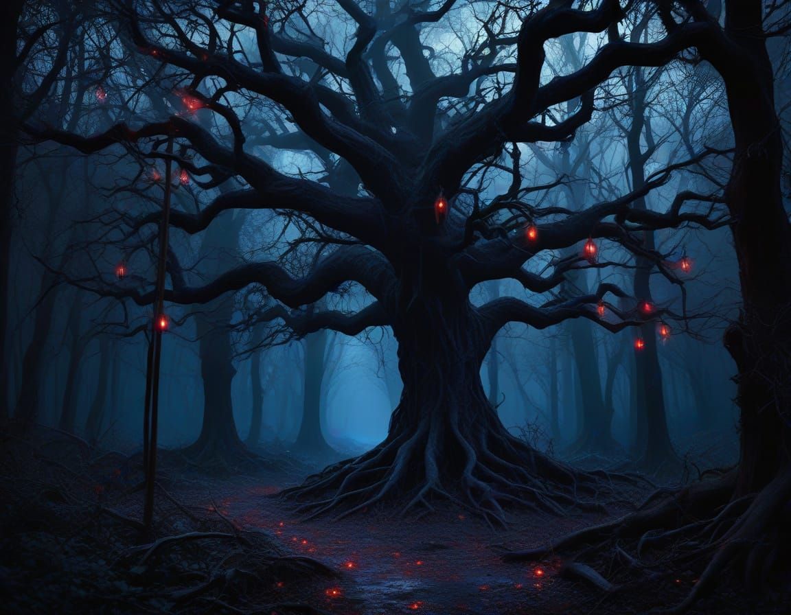 Dark Fantasy Goddess in Gothic Forest