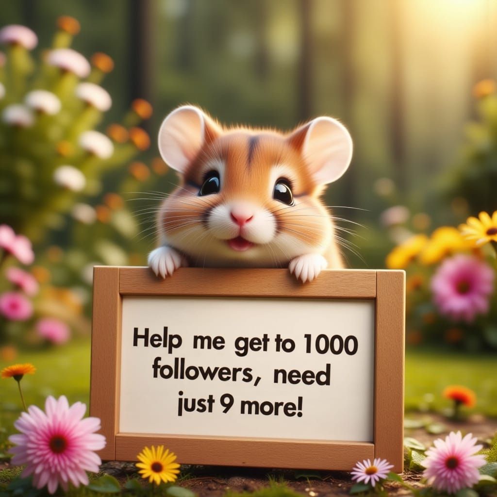 Whimsical Coy Mouse in a Garden Oasis