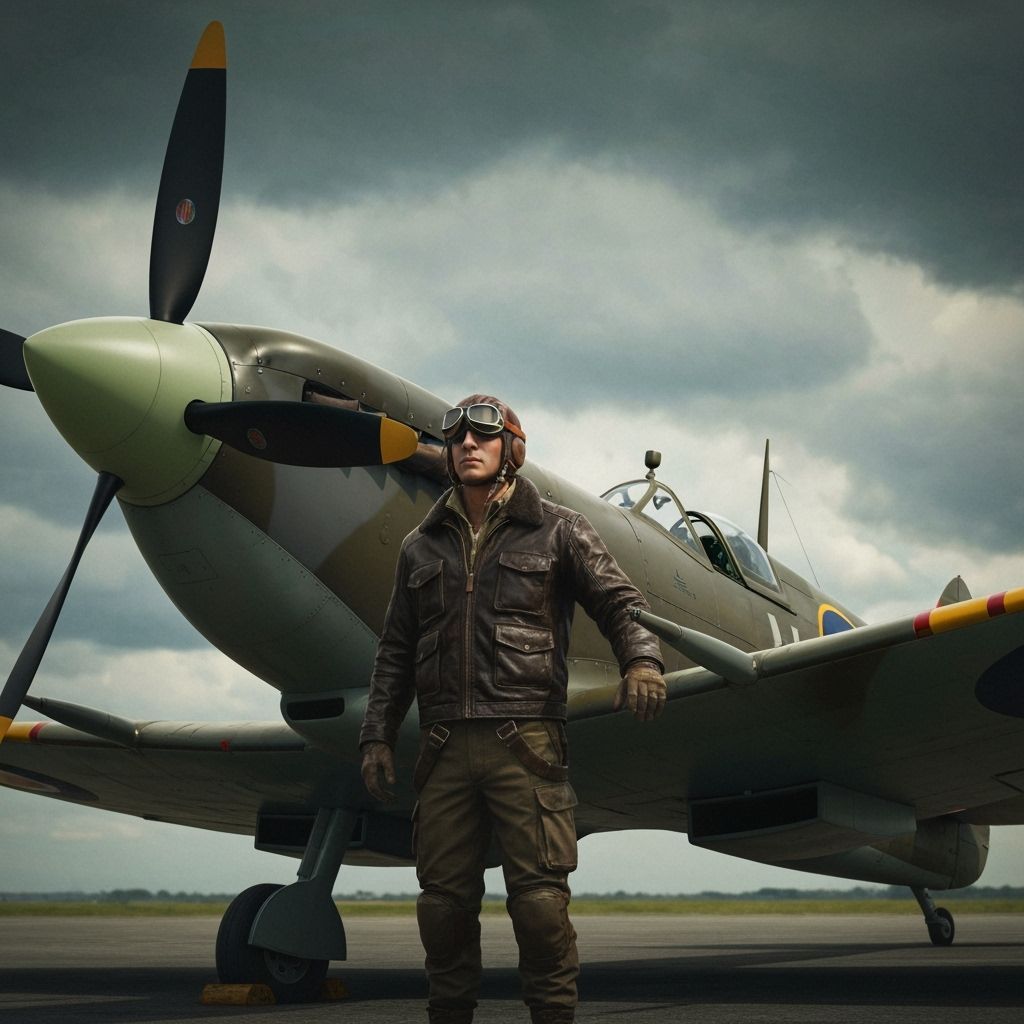 Spitfire Pilot in Retro-Futuristic Digital Art Style