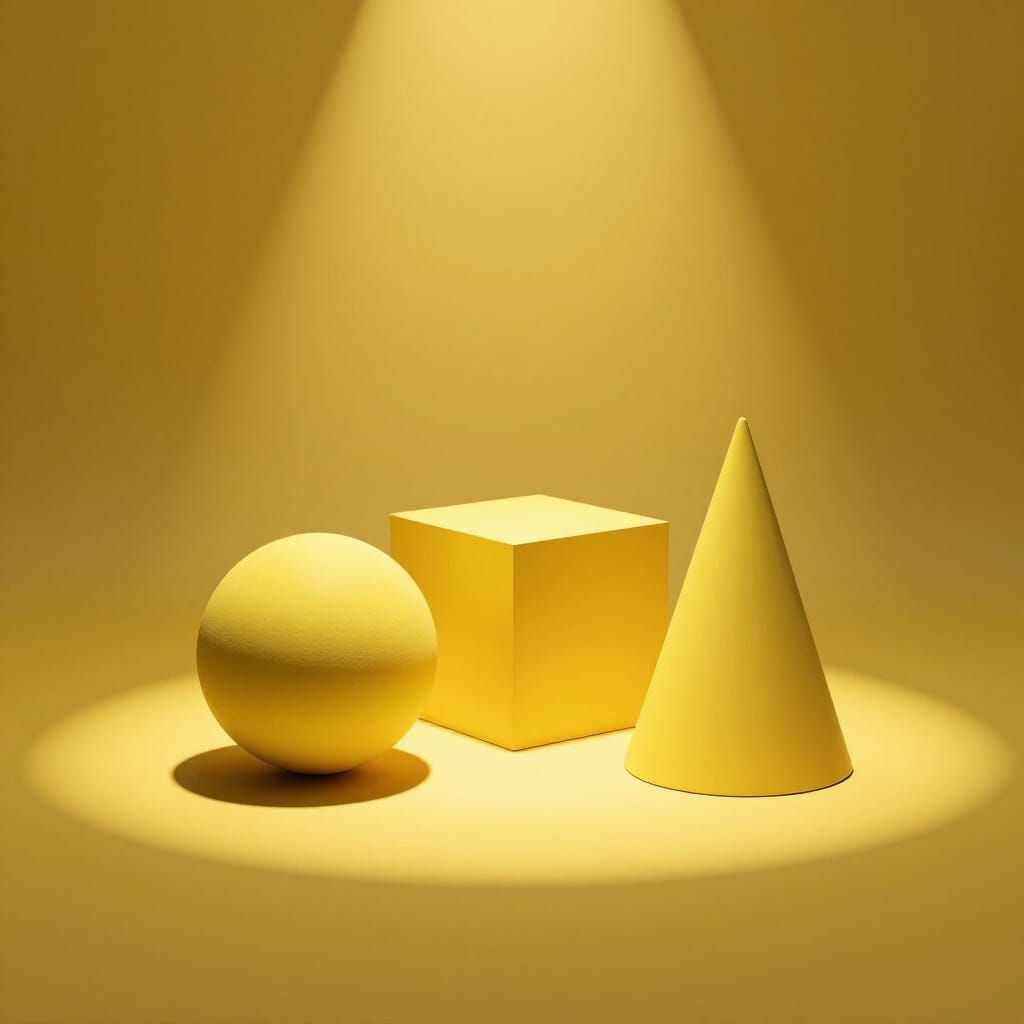 Minimalist Yellow Geometric Shapes Under Spotlight