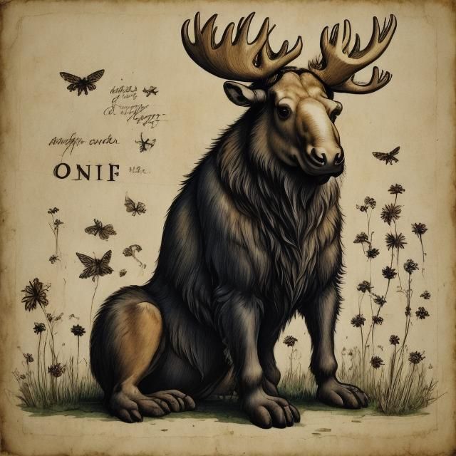 Moose in Da Vinci Bestiary Style