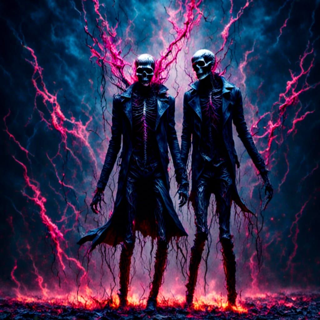 Skeleton in Leather Jacket in Anime Style