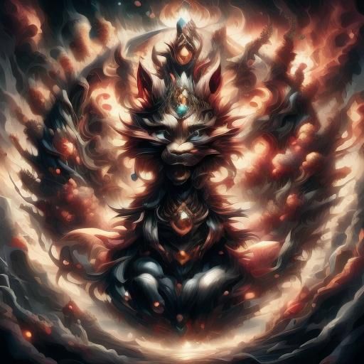 Geisha Gazing at City in Art Deco Style