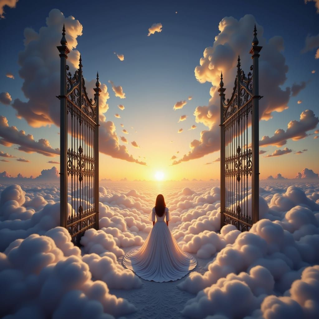 Woman Weeps as Heaven's Gates Close in Ethereal Digital Pain...