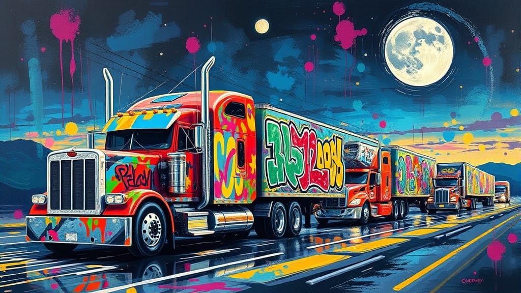 Rockin' Convoy Rolls Across the USA in Vibrant Graffiti Art
