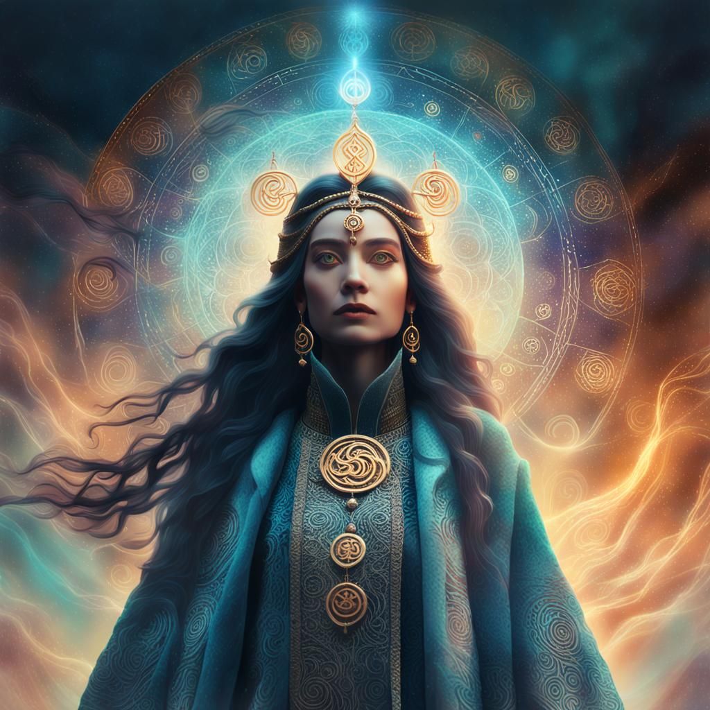 Mystical Woman in Dreamscape: Fantasy Illustration