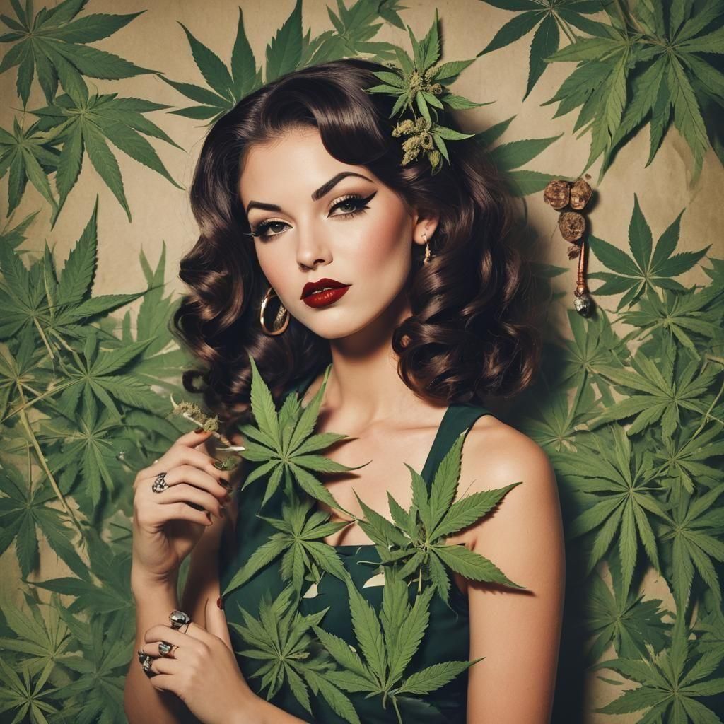 Pin-Up Marijuana Model in Glamour Shot