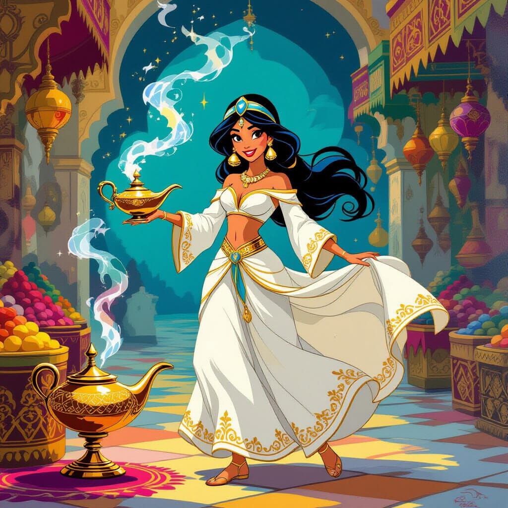 Princess Yasmine Releases Genie in Vibrant Marketplace