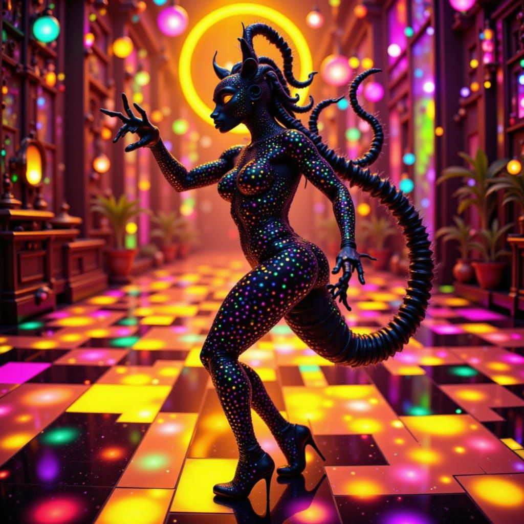 Anthropomorphic Lemur Dancer in Vintage Pulp Comic Style