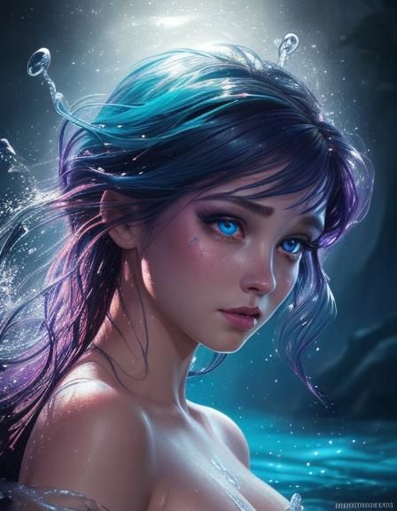 Hyperrealistic Little Mermaid with Shining Eyes