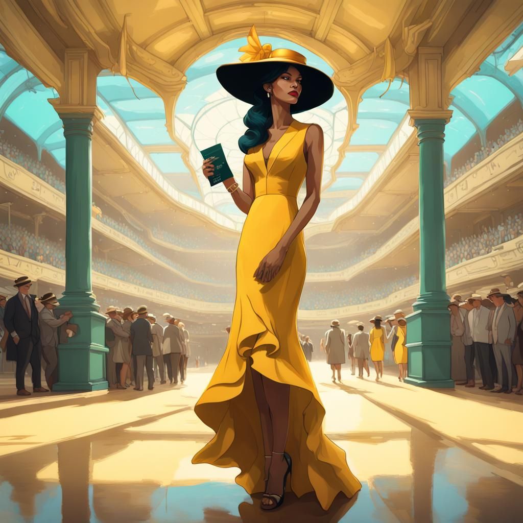 Woman at Kentucky Derby, Hyperdetailed Concept Art